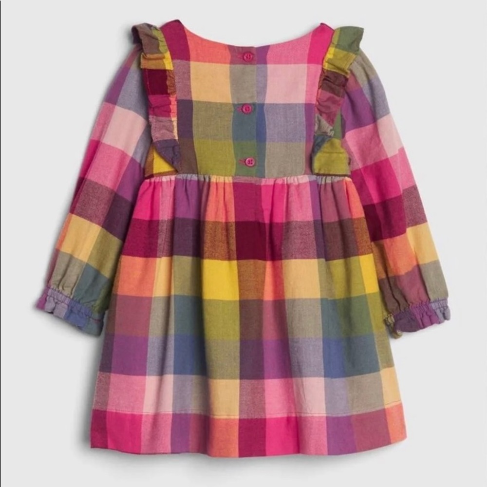 Baby Gap Long Sleeve Multi Color Plaid Dress - Picture 3 of 10